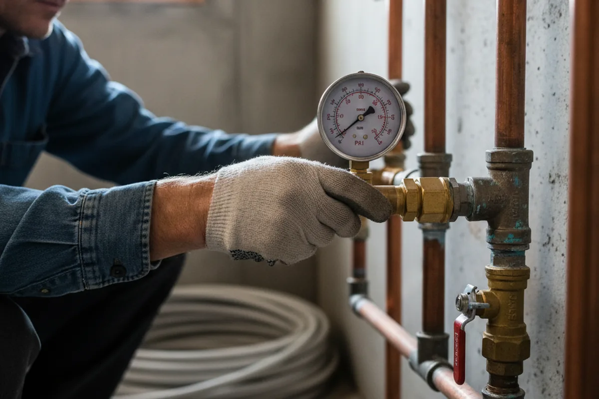 Pressure testing a repaired line during Water Line Repair in Wilder